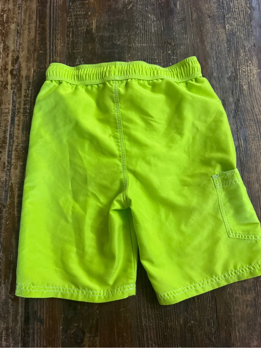Nautica Men’s Neon Yellow Swim Shorts with Blue Logo Panel